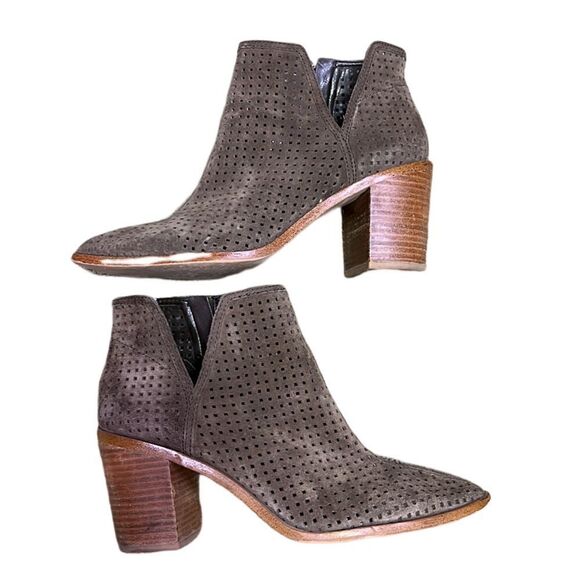 1. State Women’s 12M (42) Brown Leather Heeled Booties Suede with Side Zipper - Picture 1 of 13
